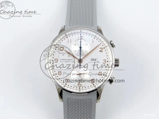 MIROTIME 0212 Portuguese Chrono IW3716 Z+F 1:1 Best Edition White Dial on Gray Rubber Strap A WrinkleFree 7014